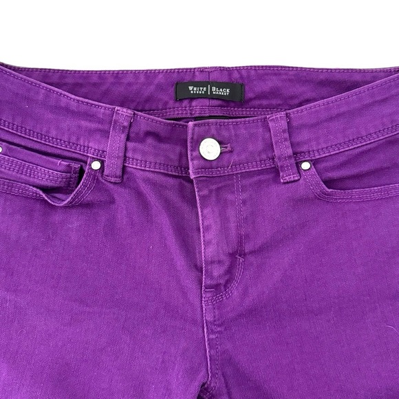 White House Black Market BLANC Purple Slim Leg Ankle Denim Jeans Size 0R - Picture 4 of 8